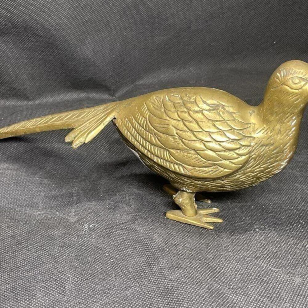 Vintage Solid Brass Pheasant Bird Figure | Brass Bird | 70s Brass Decor | Gift f